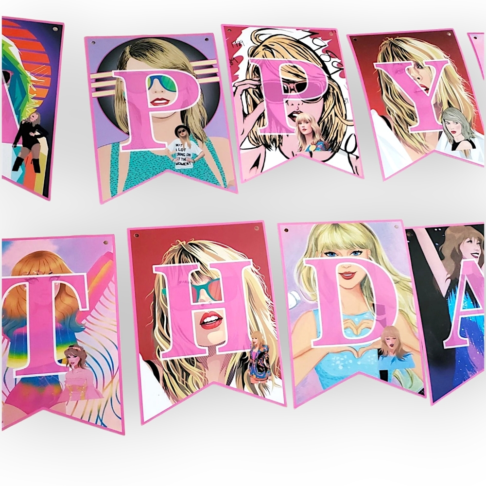 Taylor Swift Decorative Birthday Banner - Picture 2 of 5